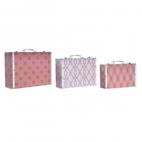 Set of decorative boxes DKD Home Decor Canvas Wood (40 x 31 x 15 cm)