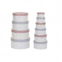 Set of Stackable Organising Boxes DKD Home Decor Flowers Circular Cardboard