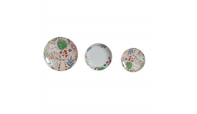 Dinnerware Set DKD Home Decor Multicolour Porcelain Flowers Urban 27 x 27 x 3 cm 18 Pieces (18 pcs)