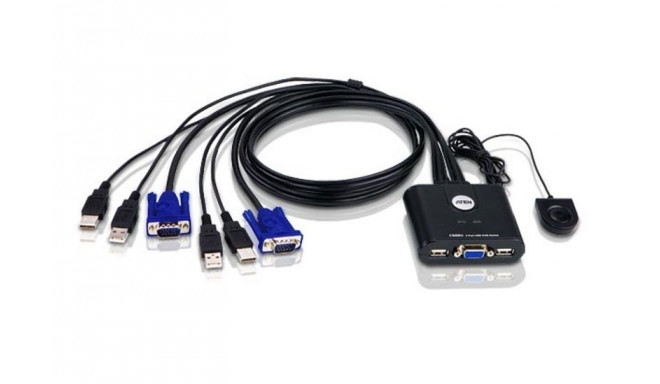 Aten 2-Port USB VGA Cable KVM Switch with Remote Port Selector | Aten | KVM  Cable KVM Switches  CS2