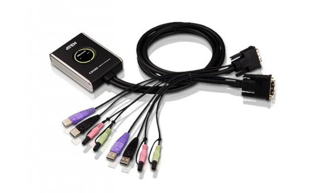 Aten 2-Port USB DVI/Audio Cable KVM Switch with Remote Port Selector | Aten | 2-Port USB DVI/Audio C