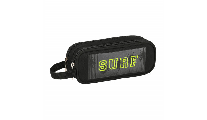 Kahe tõmblukuga pliiatsikarp Safta Surf Must (21 x 8 x 6 cm)