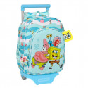 3D School Bag with Wheels Spongebob Stay positive Blue White (26 x 34 x 11 cm)