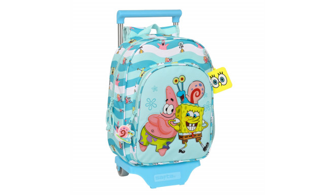 Ratastega 3D-kooliseljakott Spongebob Stay positive Sinine Valge 26 x 34 x 11 cm