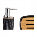 Bath Set Black 3 Pieces Plastic Bamboo