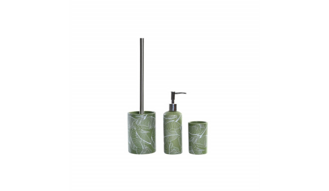 Bath Set DKD Home Decor Green Silver polypropylene Dolomite Tropical Leaf of a plant 9,5 x 9,5 x 37 