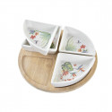 Appetizer Set DKD Home Decor Natural White Multicolour Bamboo Stoneware Tropical (21,5 x 21,5 x 1 cm