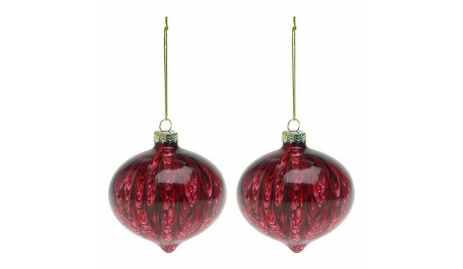Christmas Baubles (2 pcs) 112490 Brown Red 8 cm (2 Units) - Brown