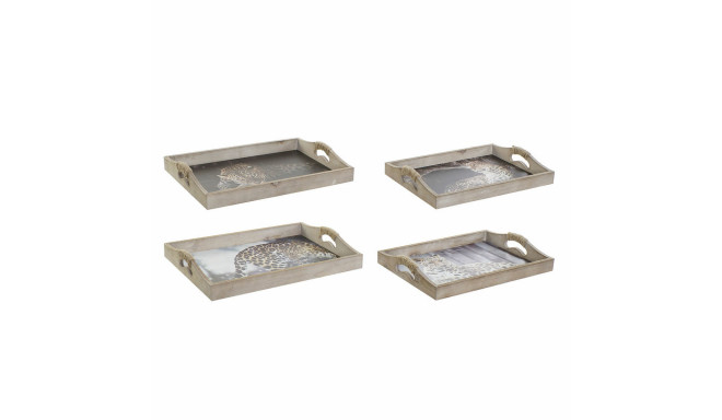 Tray DKD Home Decor 40,5 x 30 x 6,5 cm Multicolour MDF Wood (2 Units)