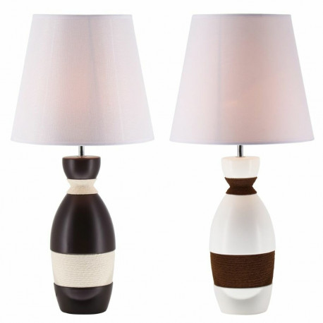 Laualamp DKD Home Decor Keraamiline Pruun Köis Valge 30 x 30 x 61 cm 220 V 50 W (2 Ühikut)