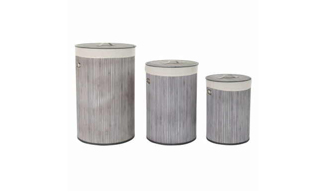 Set of Baskets DKD Home Decor Beige Grey Bamboo 38 x 38 x 60 cm (3 Pieces) (2 Units)