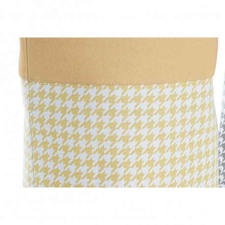 Pesukorv DKD Home Decor Kollane Sinine Hall Pepitaruut 40 x 40 x 60 cm (3 Ühikut)