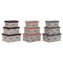 Set of Stackable Organising Boxes DKD Home Decor Brown Grey Orange Polyester (40 x 30 x 20 cm) (3 Un