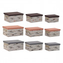 Set of Stackable Organising Boxes DKD Home Decor Brown Grey Orange Polyester (40 x 30 x 20 cm) (3 Un