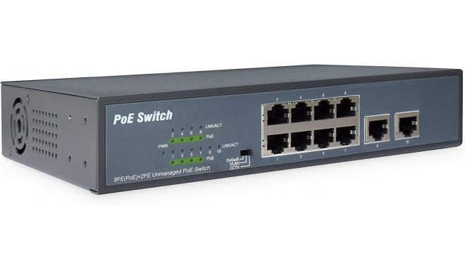 Digitus 8-Port Fast Ethernet PoE Switch + 2 Uplinks (Black)