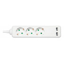 Earthed power strip DELTACO with 2x USB-A and 3x CEE 7/3 outlets, child protected, 1.5m, white / GT-