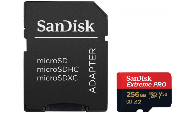 Sandisk mälukaart microSDXC 256GB Extreme Pro + adapter