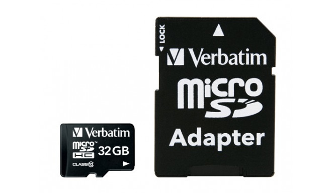 Verbatim mälukaart microSDHC 32GB Class 10 + adapter