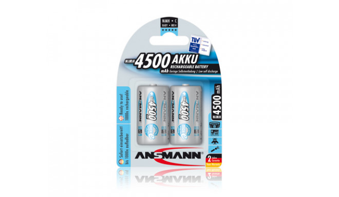 Rechargeable battery R14 (C) 1.2V 4500mAh Ni-Mh ANSMANN (2vnt blister)