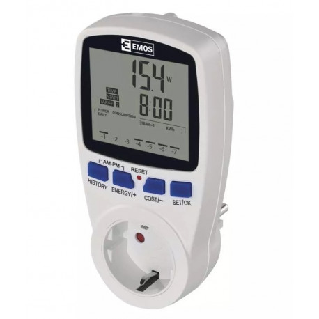 Power metter, Wattmeter, 230Vac, 16A, EMOS