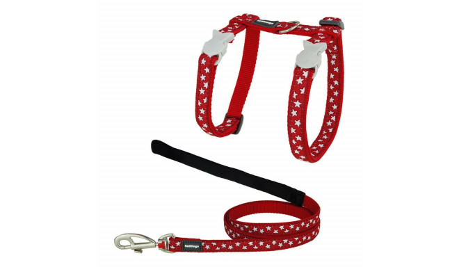 Cat Harness Red Dingo Style Red Star White Strap