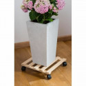 Flowerpot Standt with Wheels Nature Fir wood (35 x 35 x 7,4 cm)