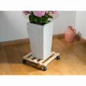 Flowerpot Standt with Wheels Nature Fir wood (35 x 35 x 7,4 cm)