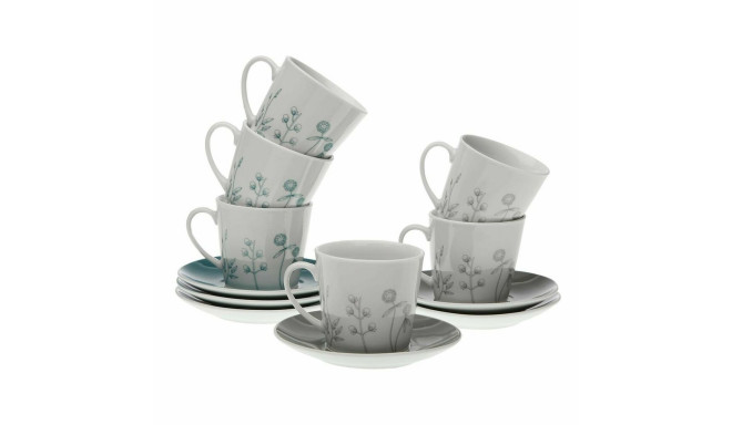 Set of 6 teacups with plates Versa Nomma Porcelain 9 x 14 x 14 cm 10,5 x 8 x 6 cm 14 x 14 x 2 cm