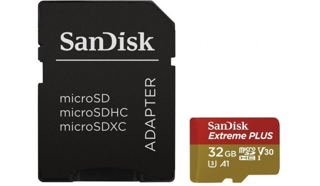 Sandisk memory card microSDHC 32GB Extreme Plus A1 + adapter