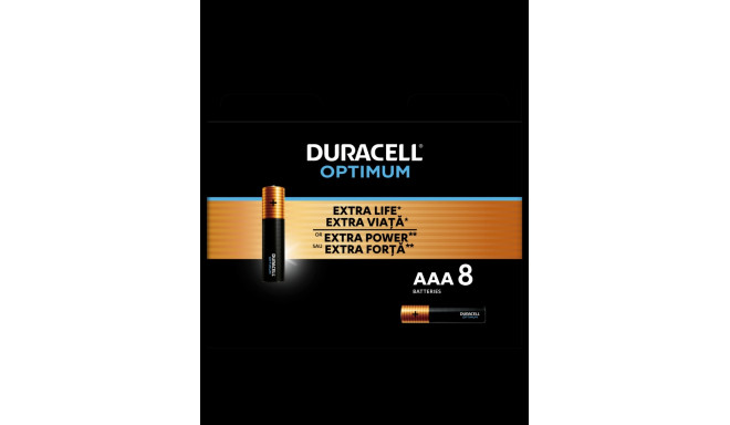 Patareid Duracell Optimum AAA LR03 1,5V Alkaline, 1 pakk (pakis 8tk)