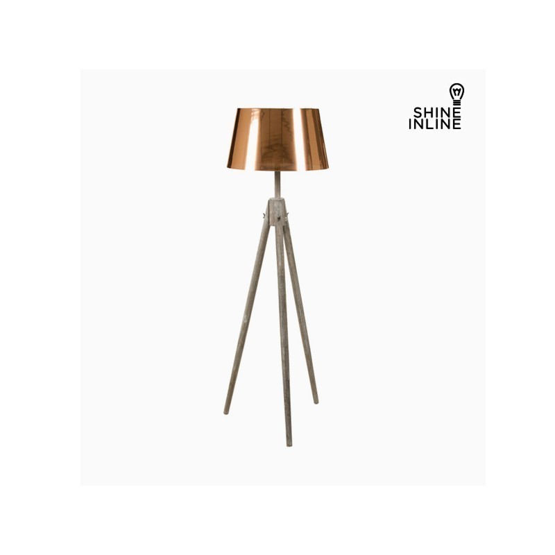 wood and gold floor lamp