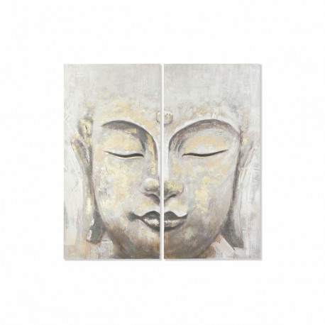 Canvas DKD Home Decor Beige Golden Buddha Oriental 120 x 3,7 x 120 cm