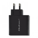 Qoltec 51716 Charger | 63W | 5-20V | 1.5-3A | USB type C PD | USB QC 3.0 | Black