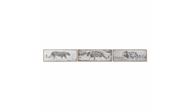 Painting DKD Home Decor 92,5 x 3,5 x 32 cm Colonial Jungle (3 Pieces)
