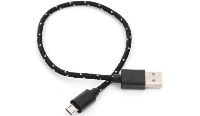 Omega кабель microUSB 0.3м плетеный, черный (43578)
