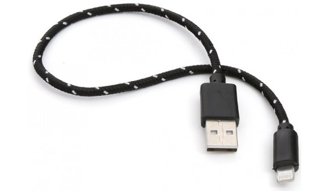 Omega cable Lightning 0.3m braided, black (43579)