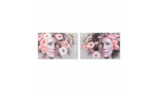 Glezna DKD Home Decor Girl Цветы 120 x 3 x 80 cm Moderns (2 gb.)