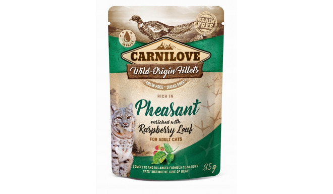 Carnilove CAT POUCH märg kassitoit faasan, vaarikaleht 85 g