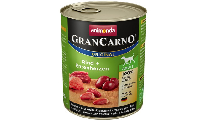 ANIMONDA GranCarno Adult veiseliha ja pardisüdamed märg koeratoit 800g