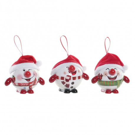 Eglītes rotājums DKD Home Decor Sarkans Balts PVC Sniega lelle (3 gb.)