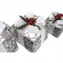 Set of decorative boxes DKD Home Decor LED Metal Rattan Snowfall (25 x 25 x 29 cm)