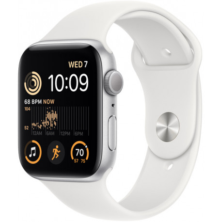 Apple Watch SE 2 GPS 44mm Sport Band, silver/white