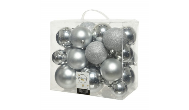 Christmas Baubles Decoris Silver Shiny (26 Pieces)