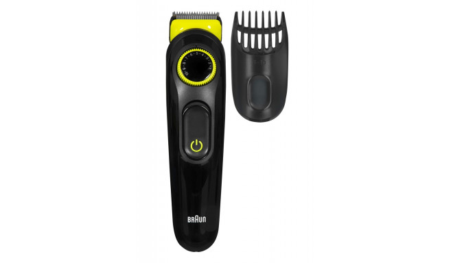 Braun Beard Trimmer BT3221 Men Beard Trimmer & Hair Clipper, 20 Length Settings, Black/Volt Green