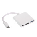 Akyga hub AK-AD-57 USB USB type C (m) / USB 3.0 A (f) / USB type C (f) / HDMI (f) 20cm