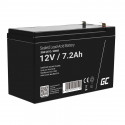 Green Cell - AGM VRLA 12V 7.2Ah maintenance-free battery for alarm system, cash register, toys