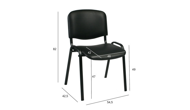 Klienta krēsls ISO 54,5xD42,5xH82/47cm, sēdvieta: ādas imitācija, krāsa: melns, rāmis: melns