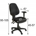 Töötool SAVONA, 65x47xH96-106cm, must, polüesterkangas, plastik