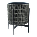 Planter WICKER with stand 38x38xH49cm, light grey