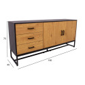 Kummut AMSTERDAM 160x40xH75cm, tamm/must